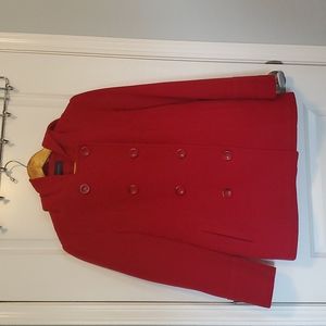 Anne Klein red pea coat